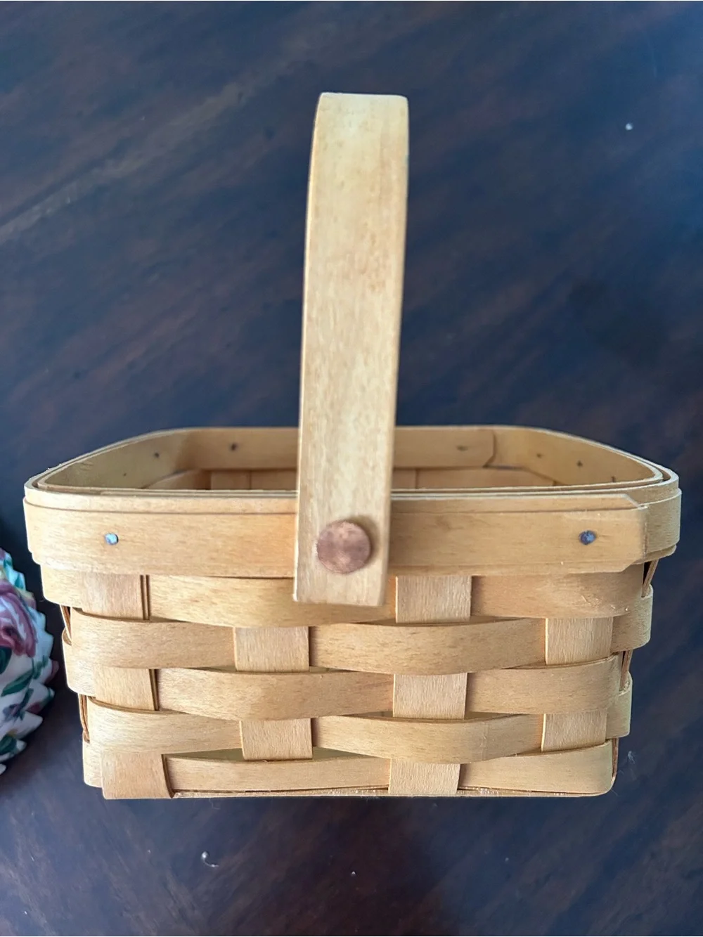 Longaberger Handwoven Basket with Floral Liner